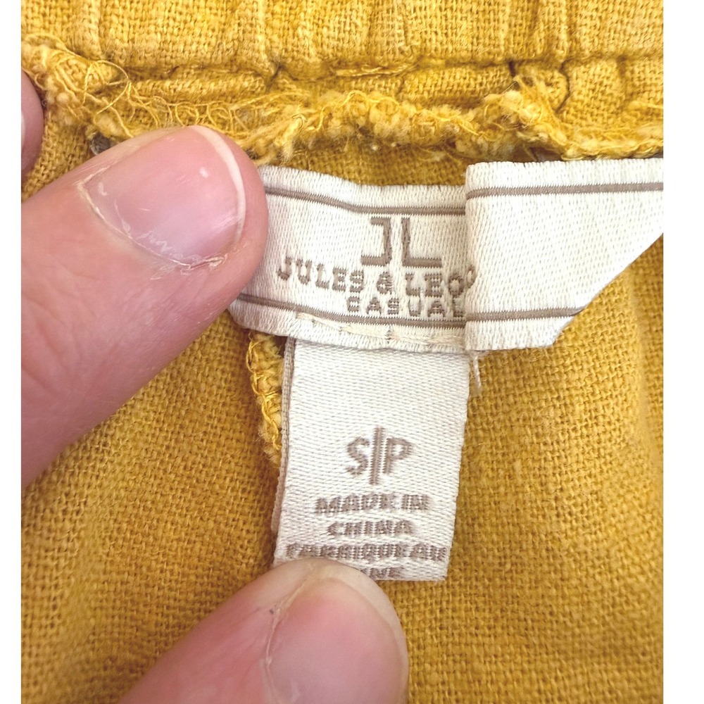 Jules and Leopold Linen Blend Drawstring Capri Mustard Small Boho Summer Casual - Picture 3 of 7